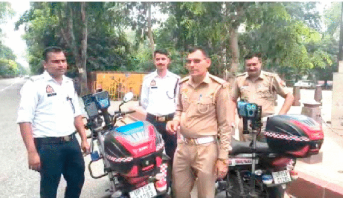 Interceptor bike equipped with speed gun
