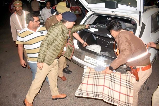 Police remained alert on the roads in Meerut