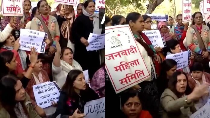 सेंगर की रिहाई के खिलाफ हाईकोर्ट के बाहर प्रदर्शन, रेप पीड़िता की मां बोलीं- दोषी को फांसी हो