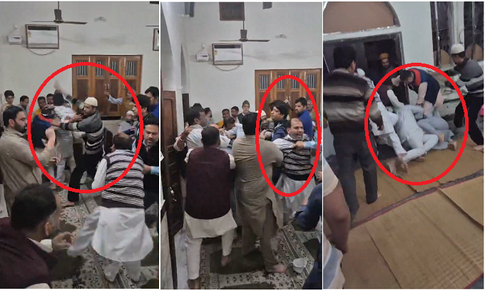 नमाज के बाद मस्जिद के भीतर दो पक्षों में जमकर चले लात-घूंसे